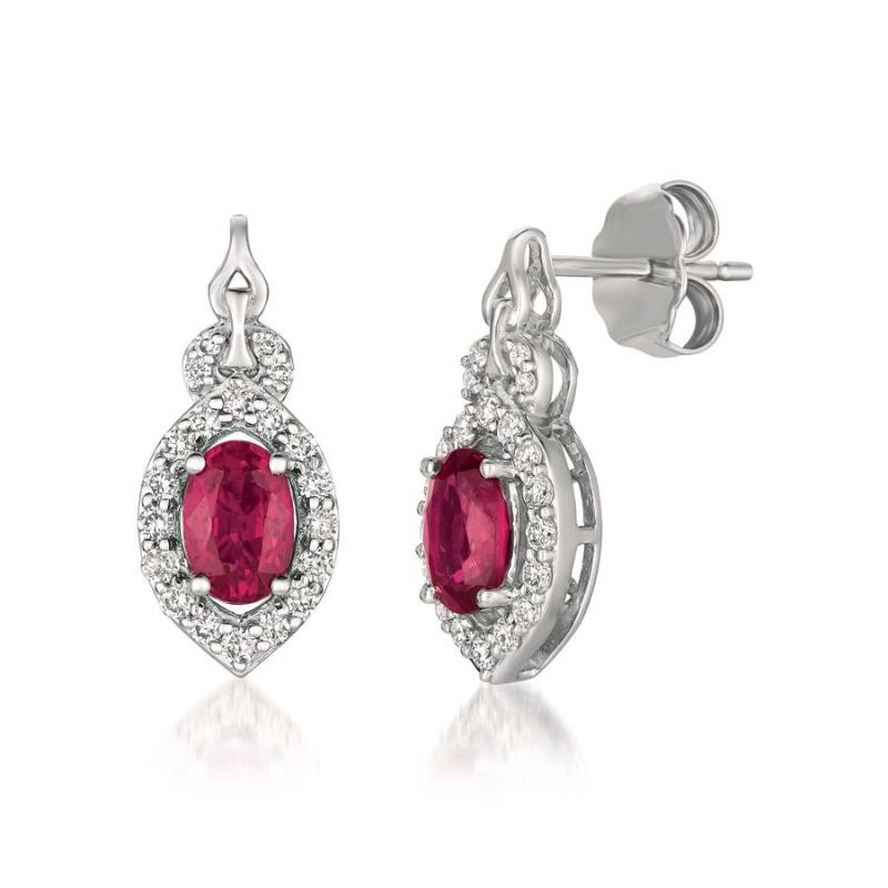 Le Vian&reg; Earrings featuring 1 cts. Passion Ruby&reg; , 1/4 cts. Vanilla Diamonds&reg; set in 14K Vanilla Gold&reg;