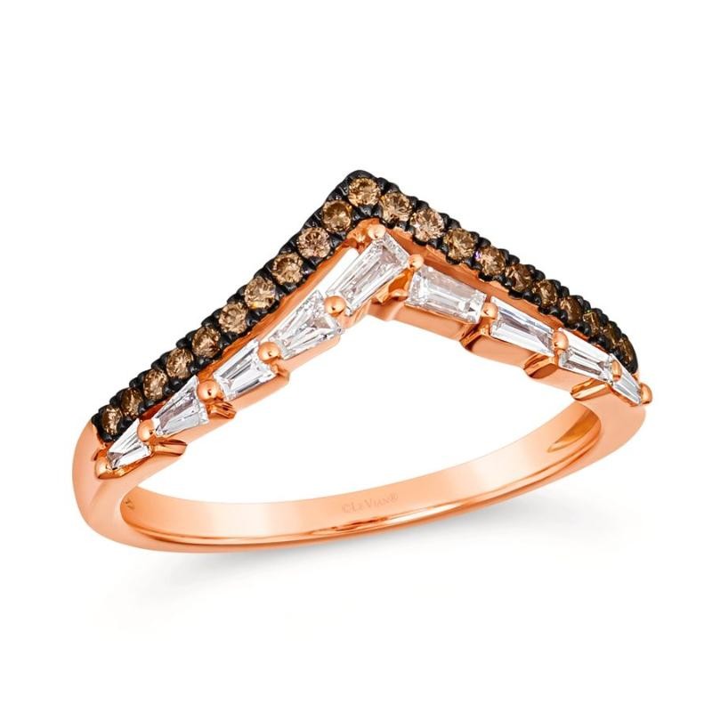 Le Vian Chocolatier&reg; Ring featuring 1/4 cts. Vanilla Diamonds&reg; , 1/6 cts. Chocolate Diamonds&reg; set in 14K Strawberry Gold&reg;