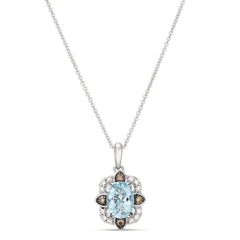 Le Vian&reg; Pendant featuring 7/8 cts. Sea Blue Aquamarine&reg; , 1/10 cts. Nude Diamonds&trade; , 1/20 cts. Chocolate Diamonds&reg; set in 14K Vanilla Gold&reg;