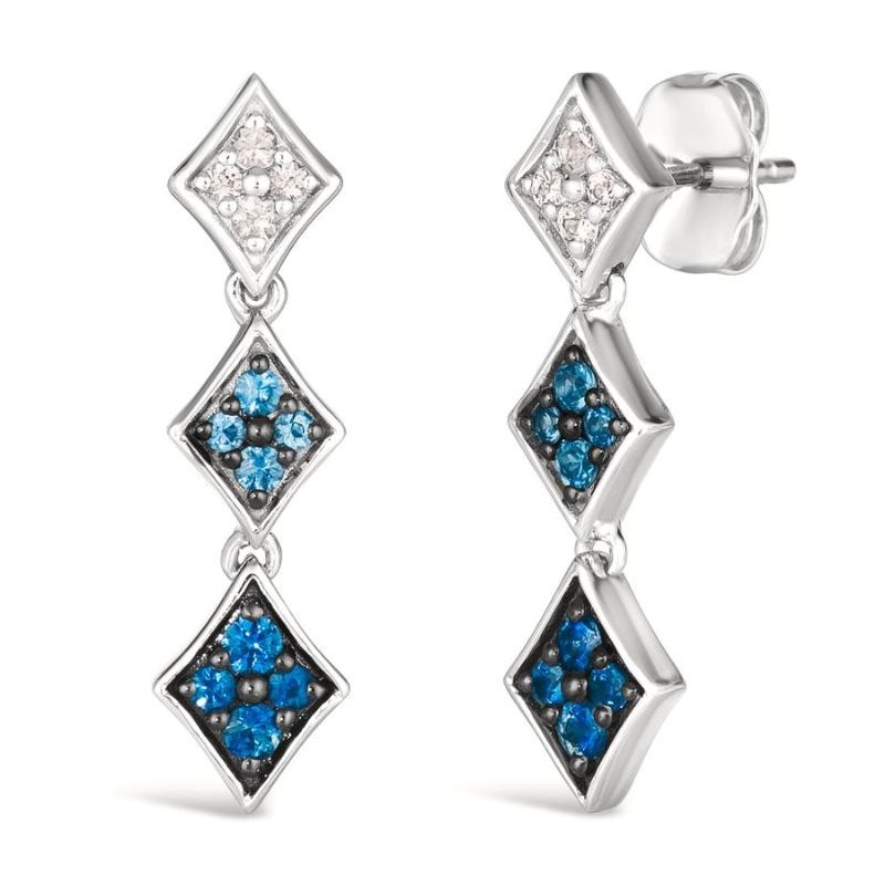Le Vian Ombre&reg; Earrings featuring 1/3 cts. Denim Ombré&reg; Sapphire, 1/10 cts. Vanilla Sapphire&trade; , set in 14K Vanilla Gold&reg;