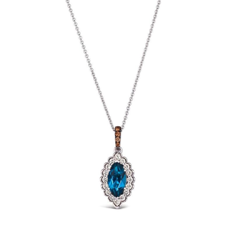 Le Vian&reg; Pendant featuring 1 cts. Deep Sea Blue Topaz&trade; , 1/4 cts. Nude Diamonds&trade; , Chocolate Diamonds&reg; set in 14K Vanilla Gold&reg;