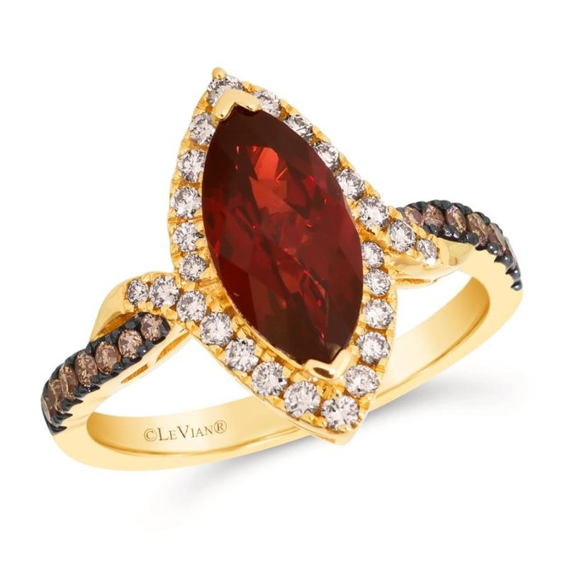 Le Vian&reg; Ring featuring 2 1/4 cts. Pomegranate Garnet&trade; , 1/5 cts. Chocolate Diamonds&reg; , 1/4 cts. Nude Diamonds&trade; set in 14K Honey Gold&trade;