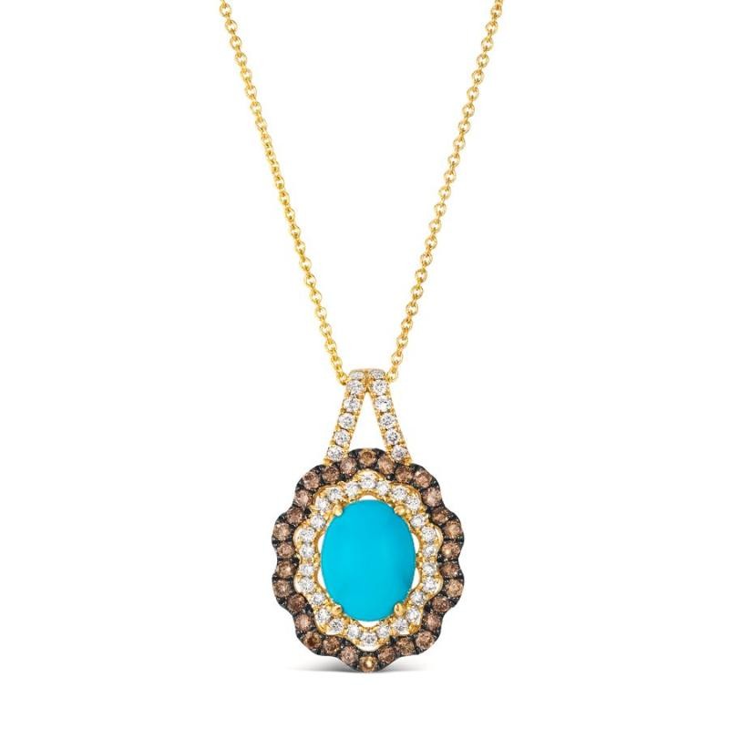 Le Vian&reg; Pendant featuring 1 3/4 cts. Robins Egg Blue Turquoise, 1/3 cts. Chocolate Diamonds&reg; , 1/4 cts. Nude Diamonds&trade; set in 14K Honey Gold&trade;