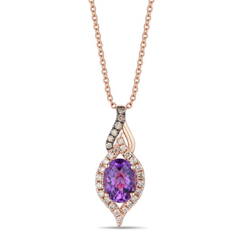 Le Vian&reg; Pendant featuring 1 1/8 cts. Grape Amethyst&trade; , 1/5 cts. Nude Diamonds&trade; , 1/20 cts. Chocolate Diamonds&reg; set in 14K Vanilla Gold&reg;