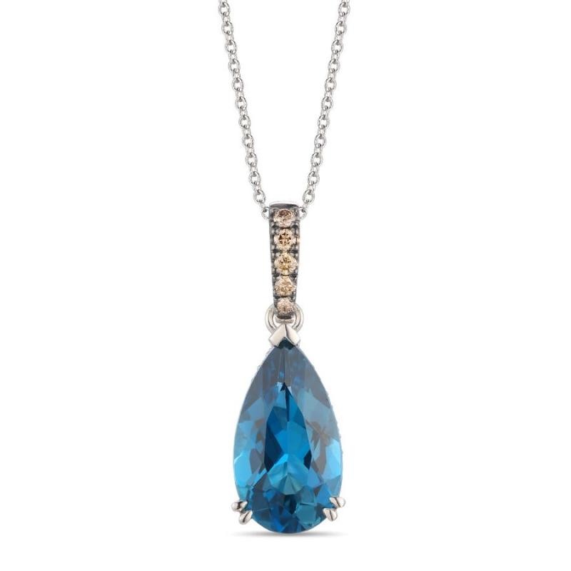 Le Vian Couture&reg; Pendant featuring 2 1/2 cts. Deep Sea Blue Topaz&trade; , 1/20 cts. Chocolate Diamonds&reg; , 1/20 cts. Vanilla Diamonds&reg; set in P95