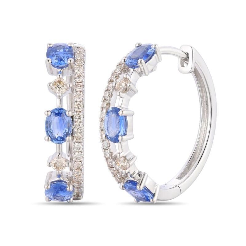 Le Vian&reg; Earrings featuring 1 cts. Blueberry Sapphire&trade; , 1/4 cts. Vanilla Diamonds&reg; set in 14K Vanilla Gold&reg;