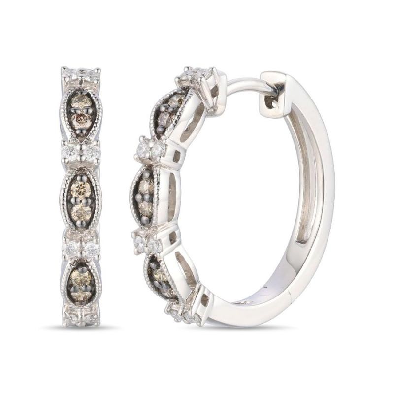 Le Vian Couture&reg; Earrings featuring 1/8 cts. Chocolate Diamonds&reg; , 1/10 cts. Vanilla Diamonds&reg; set in P95