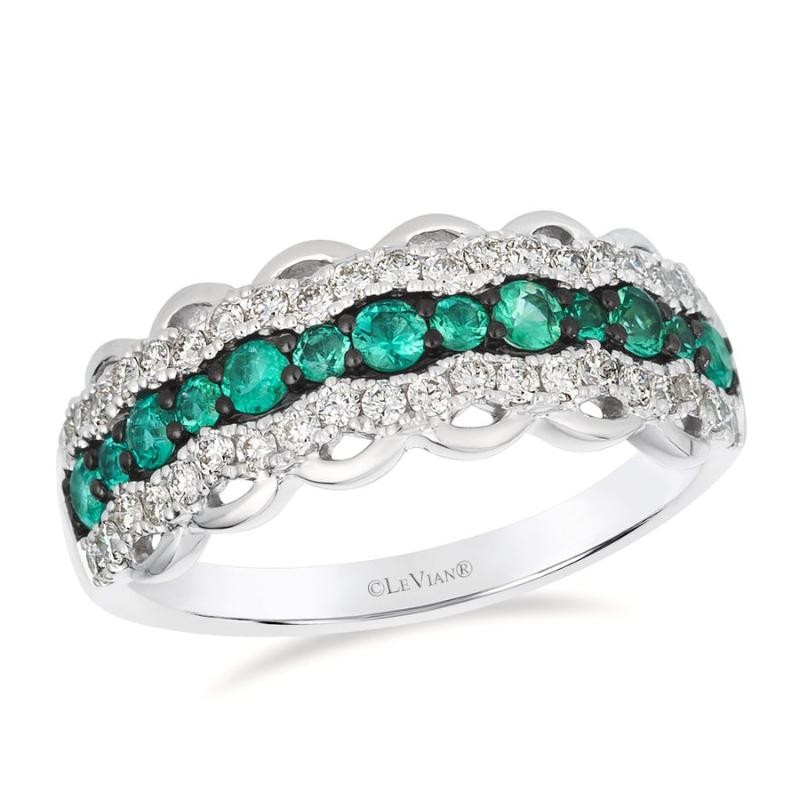 Le Vian&reg; Ring featuring 3/8 cts. Costa Smeralda Emeralds&trade; , 3/8 cts. Vanilla Diamonds&reg; set in 14K Vanilla Gold&reg;