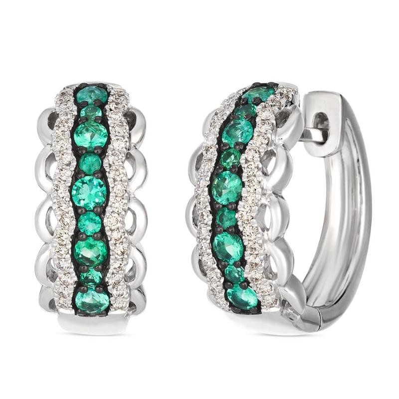 Le Vian&reg; Earrings featuring 3/8 cts. Costa Smeralda Emeralds&trade; , 1/4 cts. Vanilla Diamonds&reg; set in 14K Vanilla Gold&reg;