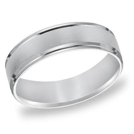 Brushed Wedding Band with Beveled Edges