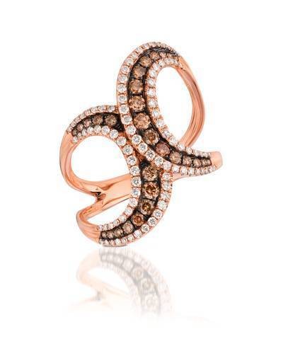 LeVian 14K Strawberry Gold® Ring with Chocolate Diamonds® 3/8 cttw and Vanilla Diamonds® 3/8 cttw