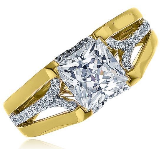 Fredrick Sage Princess Cut Two Tone Engagement Ring