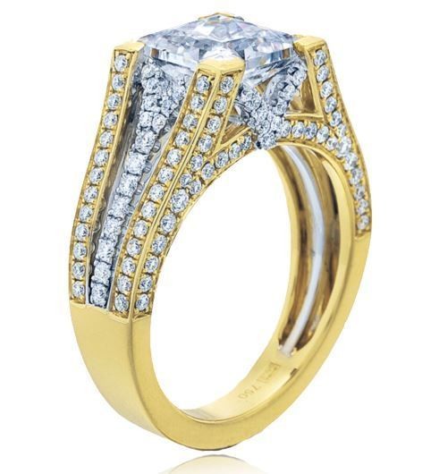 Frederic Sage Princess Cut Two Tone Cathedral Diamond Engagement Ring