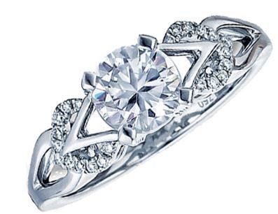Frederic Sage Round White Gold Diamond Heart Engagement Ring