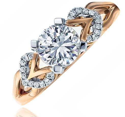 Frederic Sage Round Rose Gold Diamond Heart Engagement Ring