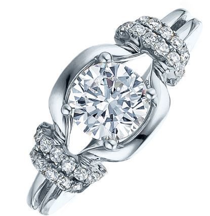 Frederic Sage Round White Gold Double Diamond Band Engagement Ring