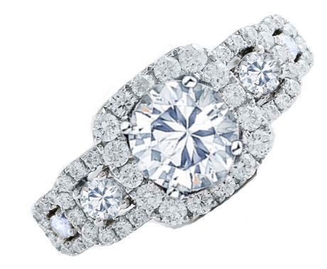 Frederic Sage Five Round Diamonds Cushion Halo Engagement Ring