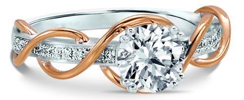 Frederic Sage Round with Princess Cut Channel and Rose Gold Twist Engagement Ring