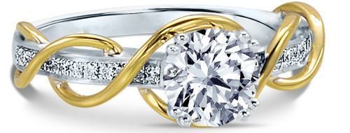 Frederic Sage Round with Princess Cut Channel and Yellow Gold Twist Engagement Ring