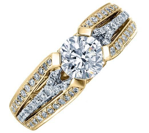 Frederic Sage Round Two Tone Round Diamond Channel Engagement Ring