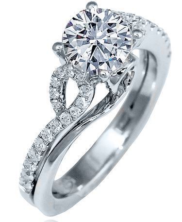 Frederic Sage Round With White Gold and Diamond Open Shank Engagement Ring