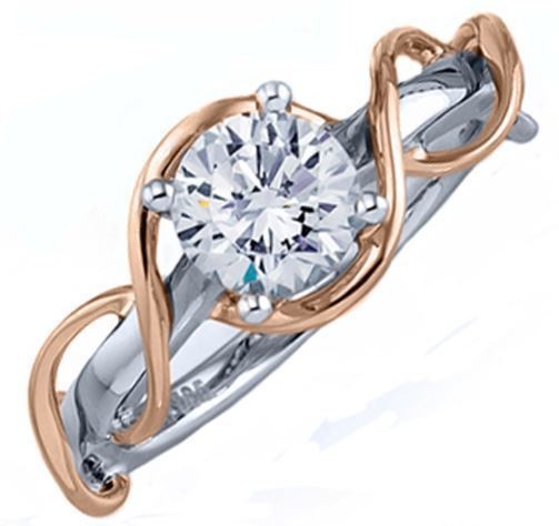 Frederic Sage Round Two Tone with Rose Gold Twist Engagement Ring