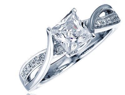 Frederic Sage Princess Cut with White Gold Twist Engagement Ring