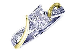 Frederic Sage Princess Cut with Yellow Gold Twist Engagement Ring