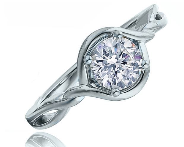 Fredric Sage 14kt White Gold Twist Engagement Ring