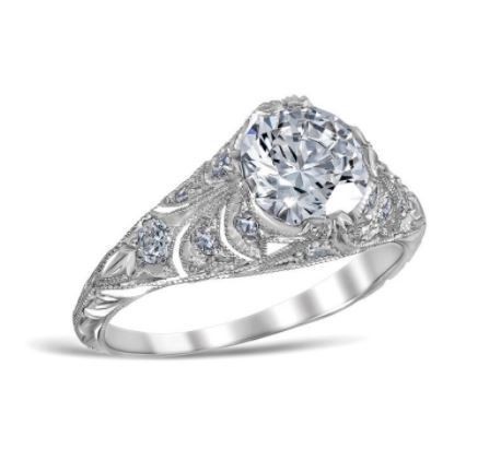 Vintage Layered Lace Filigree Engagement Ring
