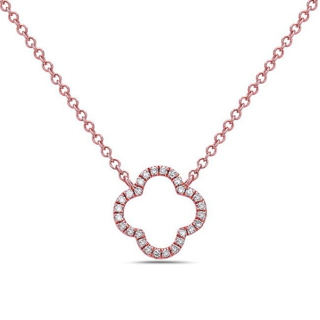 Diamond Quatrefoil Necklace In Rose Gold Kranich S Inc
