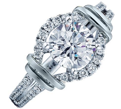 Frederic Sage Round Halo Double Band Engagement Ring