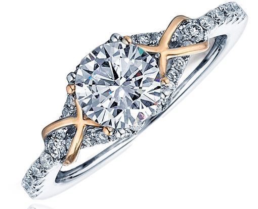 Frederic Sage Round Halo Rose Gold Twist Engagement Ring