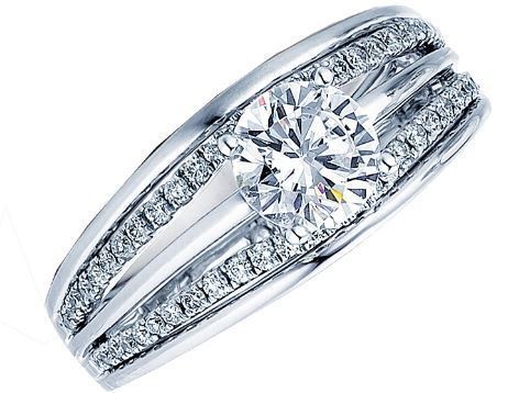 Frederic Sage Round Wide Double Row of Diamonds Engagement Ring