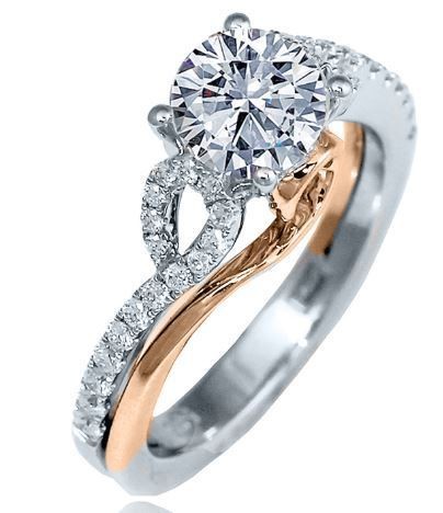 Frederic Sage Round With Rose Gold and Diamond Open Shank Engagement Ring