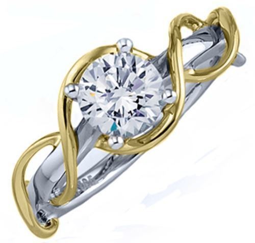 Frederic Sage Round Two Tone with Yellow Gold Twist Engagement Ring