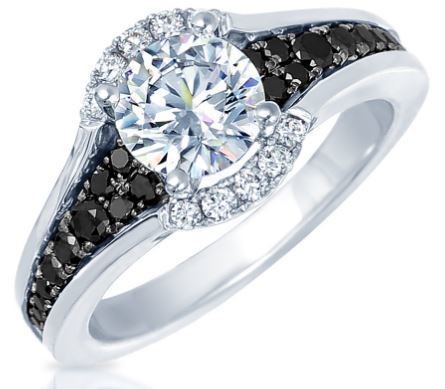 Frederic Sage Round Semi Halo Black Channel Engagement Ring