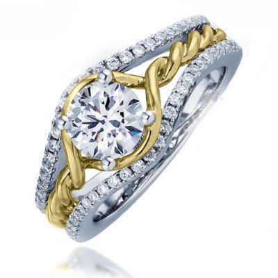 Fredric Sage Gold Twist and Diamond Engagement Ring