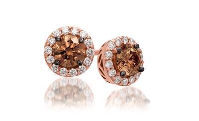 LeVian 14K Strawberry Gold® Stud Earrings with Chocolate Diamonds® 2 cttw and Vanilla Diamonds® 1/2 cttw