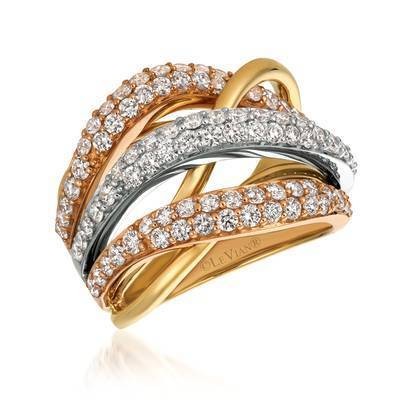 LeVian 14K Tri Color Gold Ring with Nude Diamonds 1 7/8 cttw