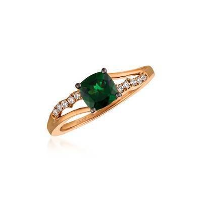 LeVian 14K Strawberry Gold® Pistachio Diopside® 3/4 cttw and Ring with Vanilla Diamonds® 1/10 cttw