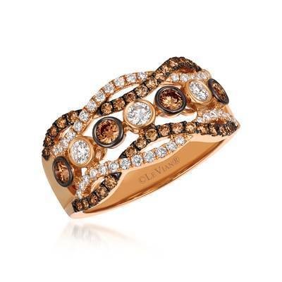 LeVian 14K Strawberry Gold® Ring with Chocolate Diamonds® 1/2 cttw and  Vanilla Diamonds® 3/8 cttw