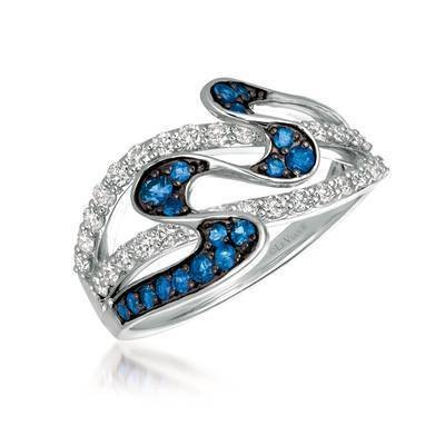 LeVian 14K Vanilla Gold® Blueberry Sapphire 1/3 cttw Ring with Vanilla Diamonds® 1/2 cttw
