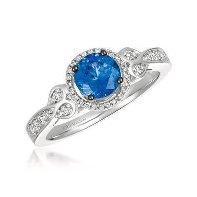 LeVian 14K Vanilla Gold® Blueberry Tanzanite® 5/8 cttw Ring with Vanilla Diamonds® 1/5 cttw
