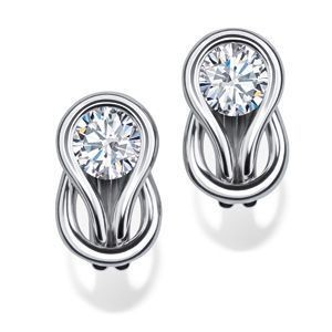Dazzling Everlon Diamond Knot Earrings 10k White Gold
