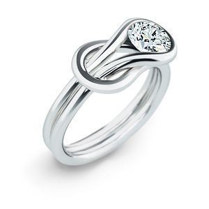 Gorgeous Everlon Diamond Knot Ring 14K White Gold