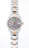 Pre-Owned 31mm Rolex Ladies Datejust in Steel and Rose Gold with a Black Mother-of-Pearl Diamond Dial