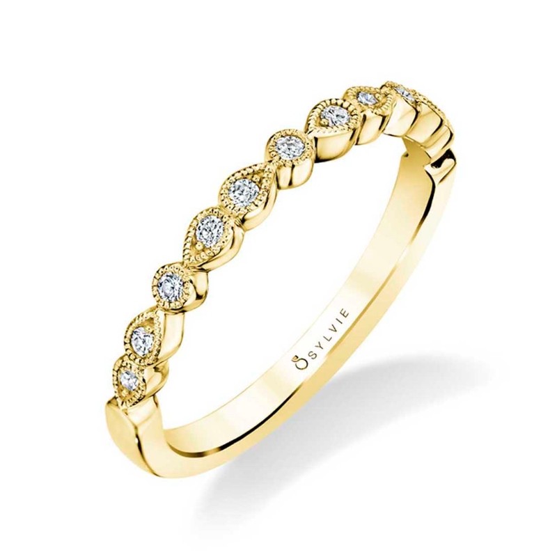 Sylvie Vintage Inspired Diamond Wedding Band - Elena