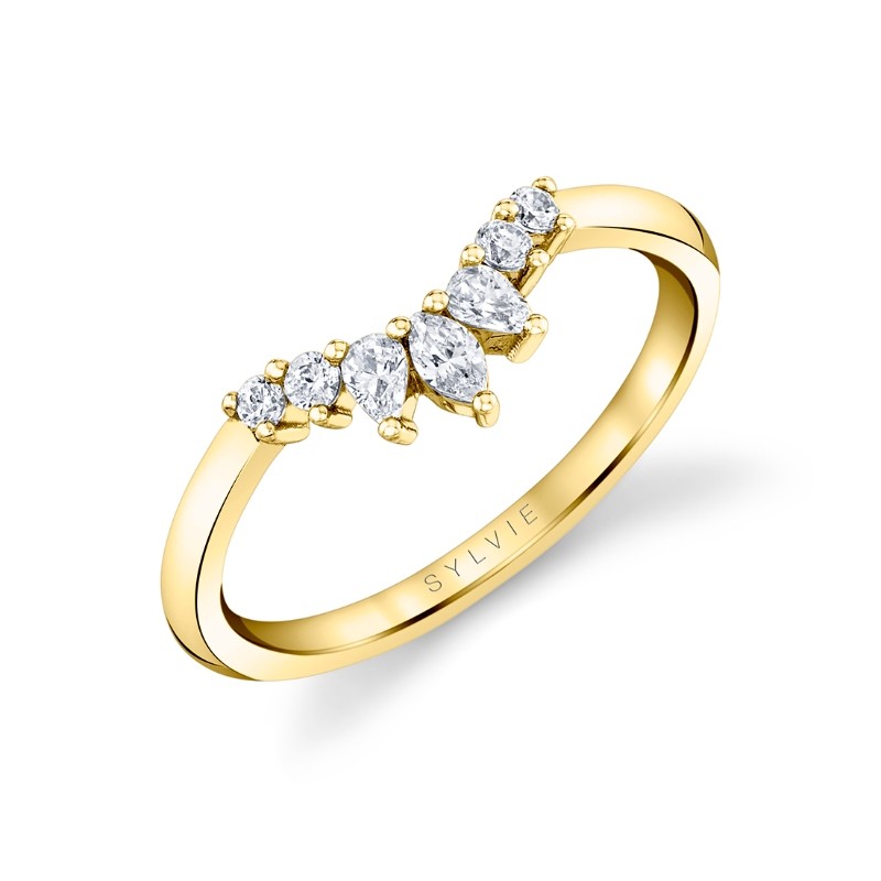 Sylvie Curved Diamond Wedding Band