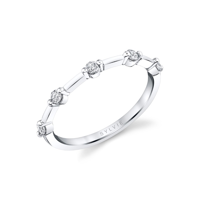 Sylvie Classic Spaced Diamond Wedding Ring - Eniko